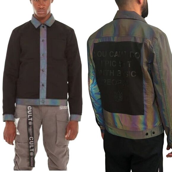 Cult Of Individuality Reversible Type II Denim Jacket Oil Slick Iridescent XL - Picture 4 of 16